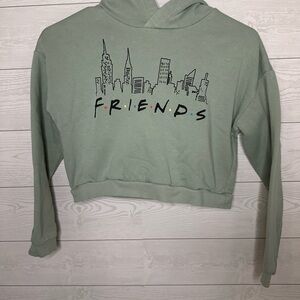H&M Sage Green Youth Friends Cropped Hoodie